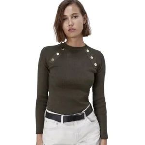 Zara Olive Ribbed Sweater